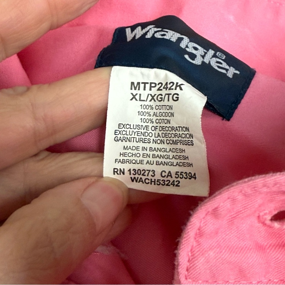 Wrangler Pink Ribbon XL Western Button-Up Shirt Long Sleeve 100% Cotton - Picture 7 of 9